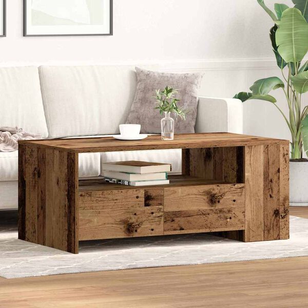 vidaXL Coffee Table Old Wood 102 x 55 x 43.5 cm Engineered Wood