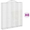 vidaXL Arched Gabion Baskets 8 pcs 200x30x220/240 cm Galvanised Iron