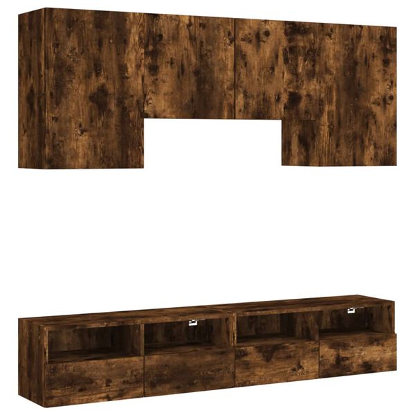 vidaXL 5 Piece TV Wall Units Smoked Oak Engineered Wood