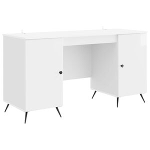 vidaXL Desk High Gloss White 142.5 x 50 x 75 cm Engineered Wood