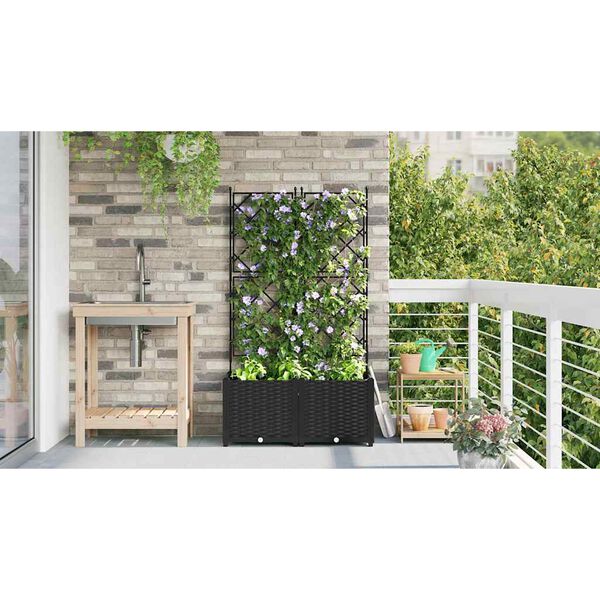 vidaXL Garden Planter 2 pcs Black 80 x 40 x 143 cm Steel