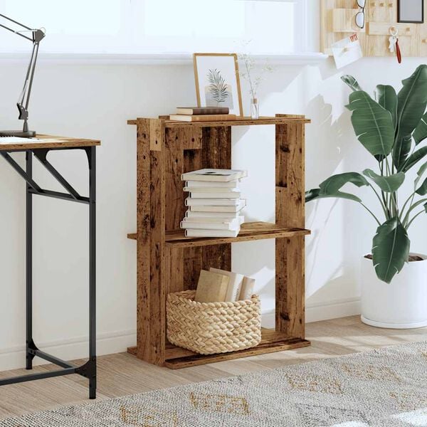 vidaXL Bookcase 3-Tier Old Wood 60x30x80 cm Engineered Wood