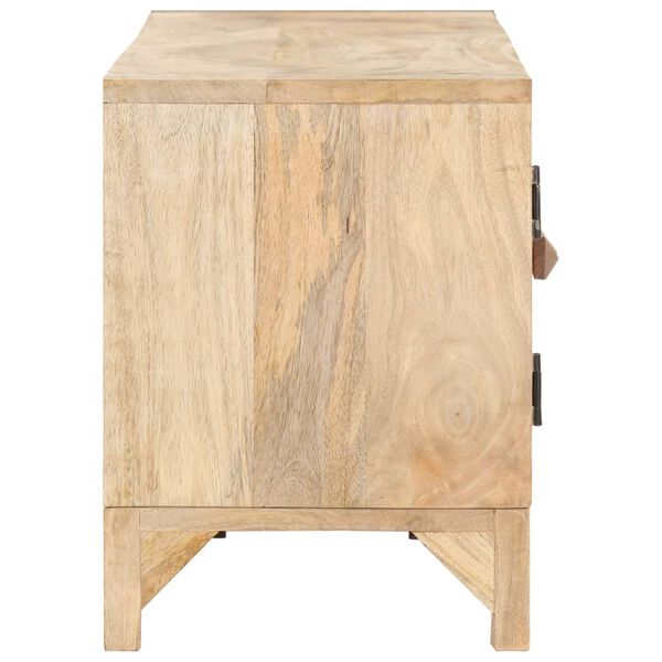 vidaXL TV Cabinet 140x30x40 cm Solid Mango Wood and Natural Cane