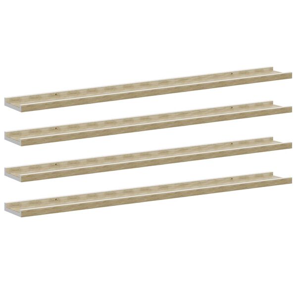 vidaXL Wall Shelves 4 pcs White and Sonoma Oak 100x9x3 cm