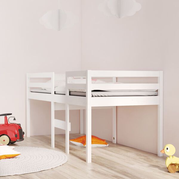 vidaXL High Sleeper Bed without Mattress White 90x200 cm Solid Wood Pine