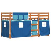 vidaXL Bunk Bed with Curtains Blue 75x190 cm Solid Wood Pine