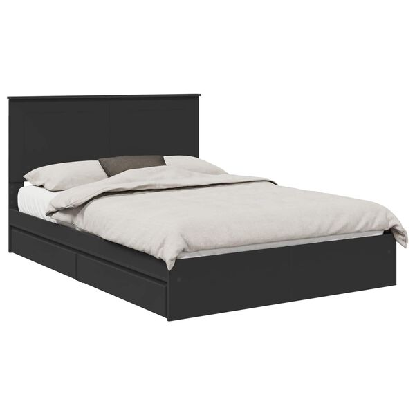 vidaXL Storage Bed with Headboard Black 140 x 190 cm Engineered Wood