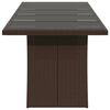 vidaXL Garden Table with Glass Top Brown 240x90x75 cm Poly Rattan