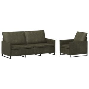 vidaXL Sofa Set 2 pcs Army Green Faux Suede Fabric