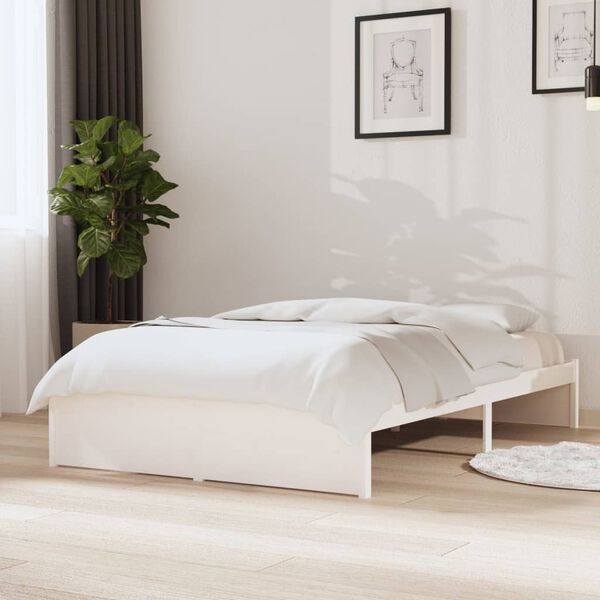 vidaXL Bed Frame without Mattress White Solid Wood 120x200 cm