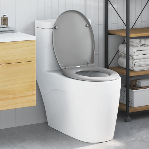 vidaXL Toilet Seat Grey 47 x 37 x 4 cm Duroplast