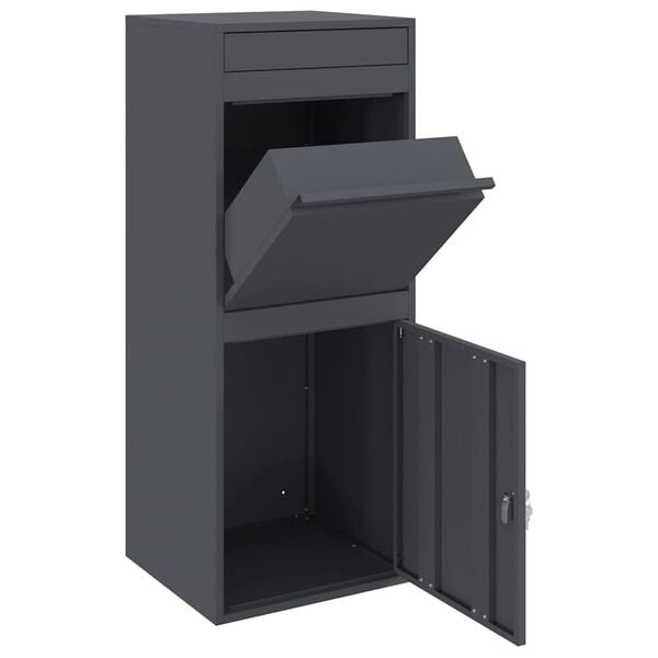 vidaXL Parcel Drop Box with Storage Anthracite 41 x 38 x 103 cm Steel