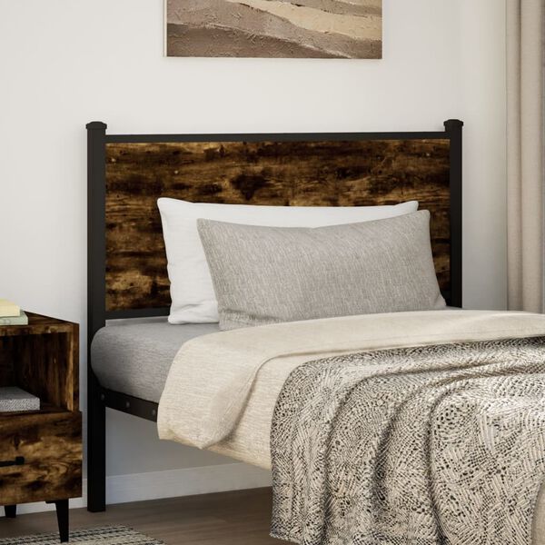 vidaXL Headboard Smoked Oak 107 cm Engineered Wood and Steel