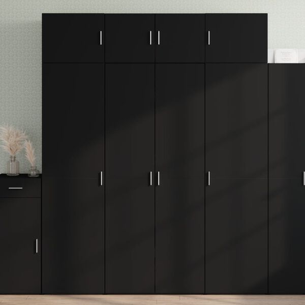vidaXL Storage Cabinet Black 80x42.5x225 cm Engineered Wood