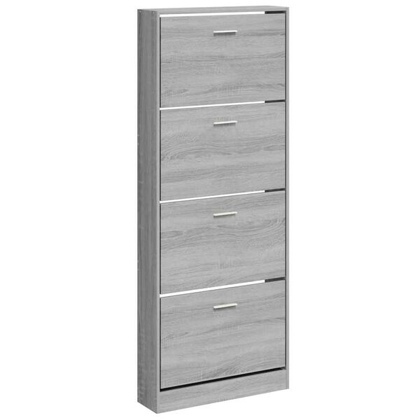 vidaXL Shoe Cabinet Grey Sonoma 59x17x150 cm Engineered Wood