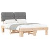 vidaXL Bed Frame with Upholstered Headboard Natural and Light Grey