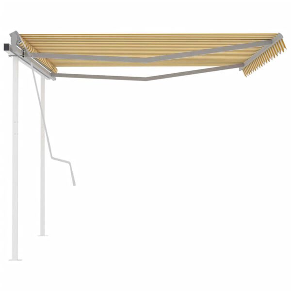 vidaXL Manual Retractable Awning with Posts 4x3 m Yellow and White