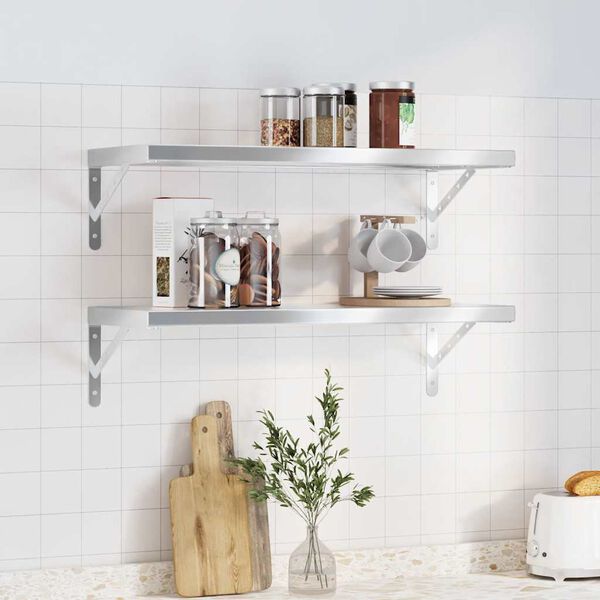 vidaXL Wall Shelves 2 pcs 75x30 cm Silver Stainless Steel