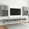 vidaXL 7 Piece TV Wall Cabinet Set with LED Lights Grey Sonoma