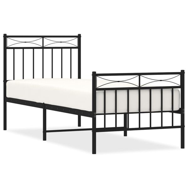 vidaXL Metal Bed Frame without Mattress with Footboard Black 80x200cm