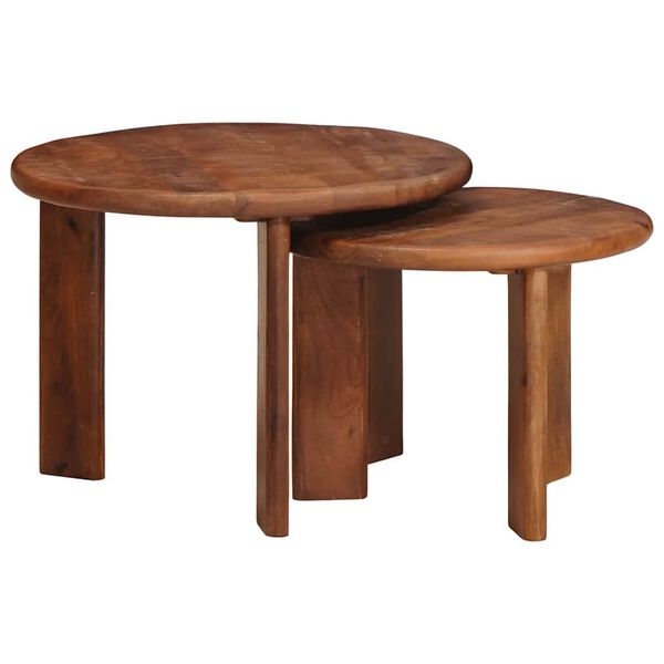vidaXL Nesting Coffee Tables 2 pcs Honey Brown Solid Mango Wood