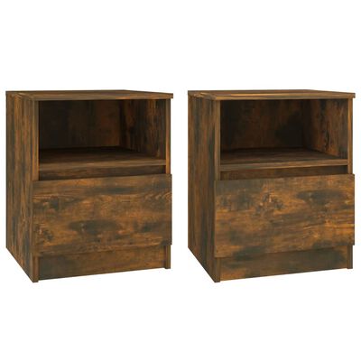 vidaXL Bedside Cabinets 2 pcs Smoked Oak 40x40x50 cm Engineered Wood
