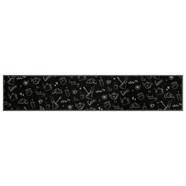 vidaXL Kitchen Rug Washable Morning Black 60x300 cm Velvet