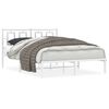 vidaXL Metal Bed Frame without Mattress with Headboard White 140x200cm