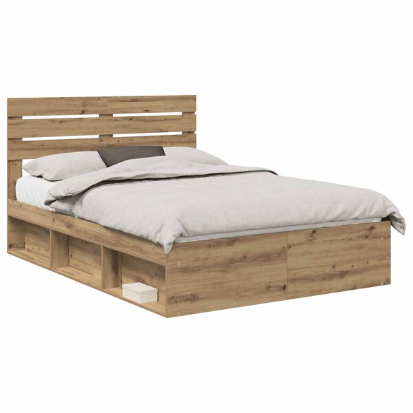 vidaXL Bed Frame Artisian Oak 150 x 200 cm Solid Pine Wood