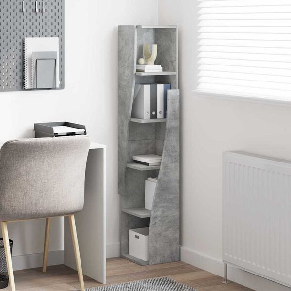 vidaXL Corner Cabinet Concrete Grey 27.5x27x140cm Engineered Wood