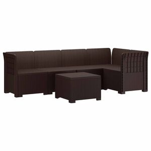 vidaXL 5-Seater Garden Sofa Rattan Look PP Brown