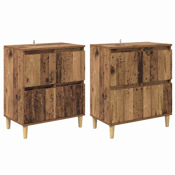 vidaXL Sideboards 2 pcs Old Wood 60 x 35 x 70 cm Engineered Wood