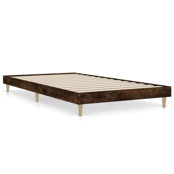 vidaXL Bed Frame without Mattress Smoked Oak 90x190 cm Single Engineered Wood