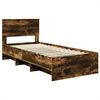 vidaXL Bed Frame with Headboard Smoked Oak 90 x 200 cm Engineered Wood