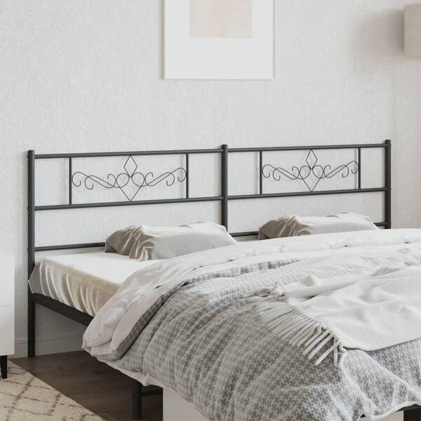 vidaXL Metal Replace Headboard Black 200 cm