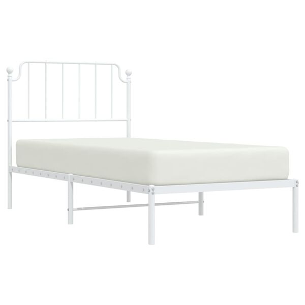 vidaXL Metal Bed Frame without Mattress with Headboard White 90x190cm