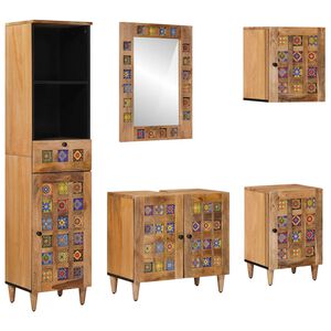vidaXL Bathroom Furniture Set 5 pcs Natural Solid Mango Wood