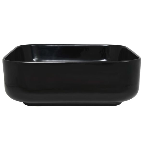 vidaXL Basin Ceramic Square Black 38x38x13.5 cm
