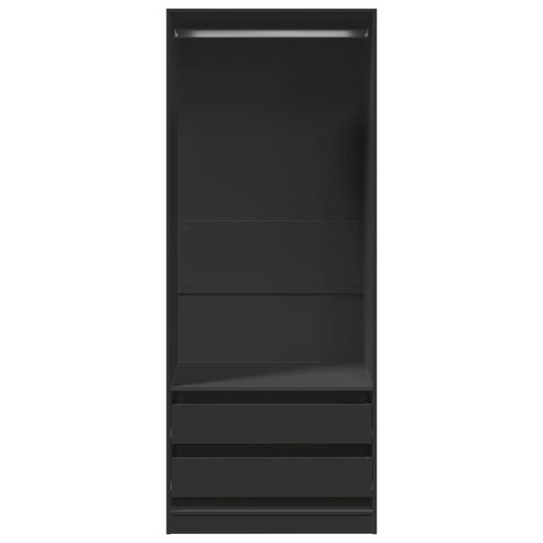 vidaXL Wardrobe Black 80x50x200 cm Engineered Wood