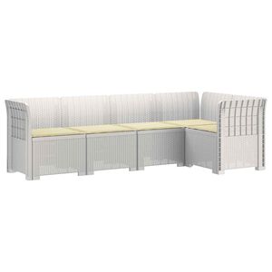 vidaXL 5-Seater Garden Sofa with Cushions Rattan Look PP White