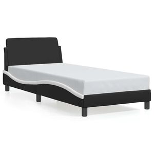 vidaXL Bed Frame "Dover" Black and White 90x190 cm Single Faux Leather