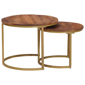 vidaXL Nesting Coffee Tables 2 pcs Solid Mango Wood and Steel