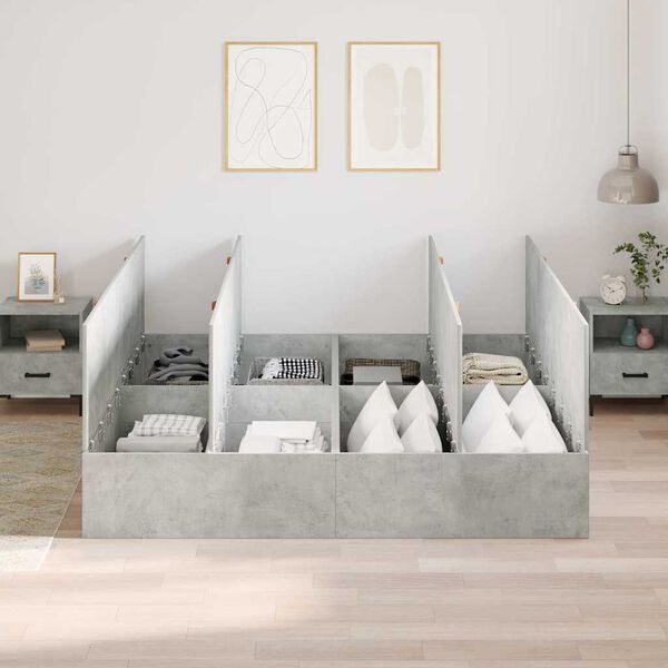 vidaXL Storage Bed Frame Concrete Grey 180 x 200 cm Engineered Wood