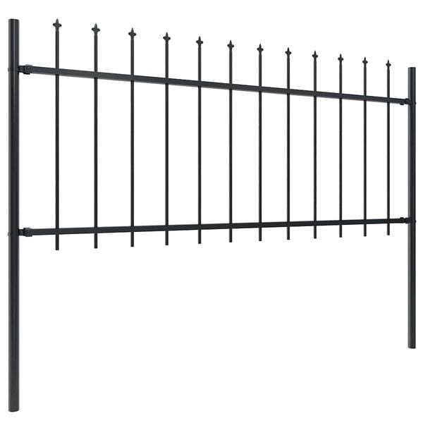 vidaXL Garden Fence with Spear Top Steel 1248x80 cm Black
