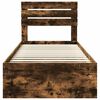 vidaXL Bed Frame with Headboard Smoked Oak 90 x 190 cm Solid Pine Wood