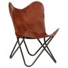 vidaXL Butterfly Chair Brown Kids Size Real Leather