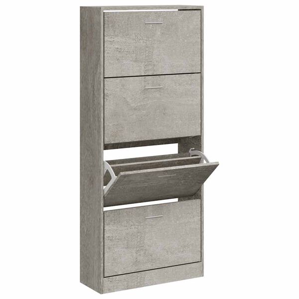 vidaXL Shoe Cabinet Concrete Grey 63x24x147 cm Engineered Wood