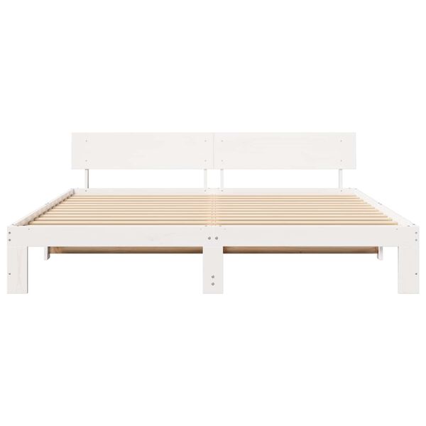 vidaXL Bed Frame with Headboard White 180 x 200 cm Solid Pine Wood