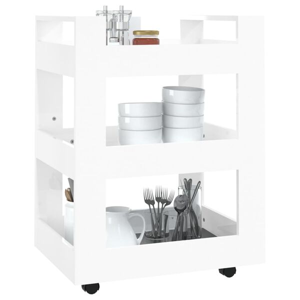 vidaXL Kitchen Trolley High Gloss White 60x45x80 cm Engineered Wood