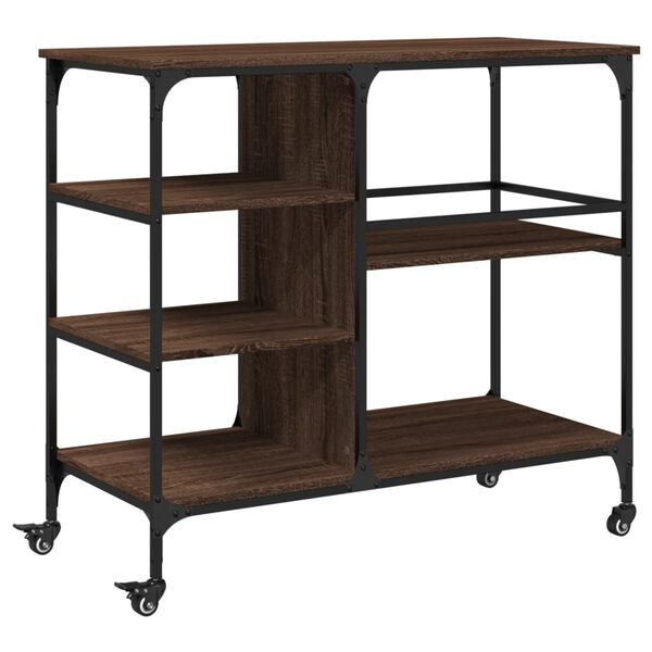 vidaXL Kitchen Trolley Brown Oak 100x45x89.5 cm Engineered Wood